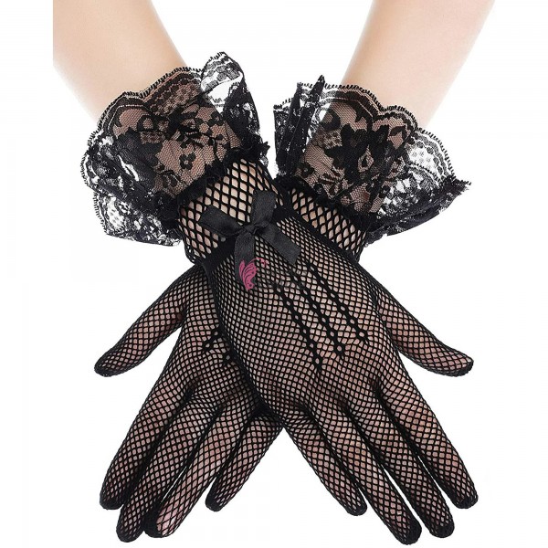 Manusi elegante cu dantela MNS014RR Negre scurte